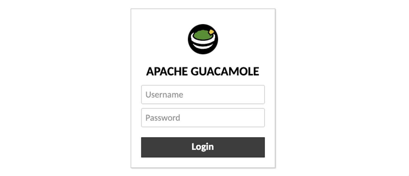 Screenshot of the Guacamole login page. Screenshot of the Guacamole login page.