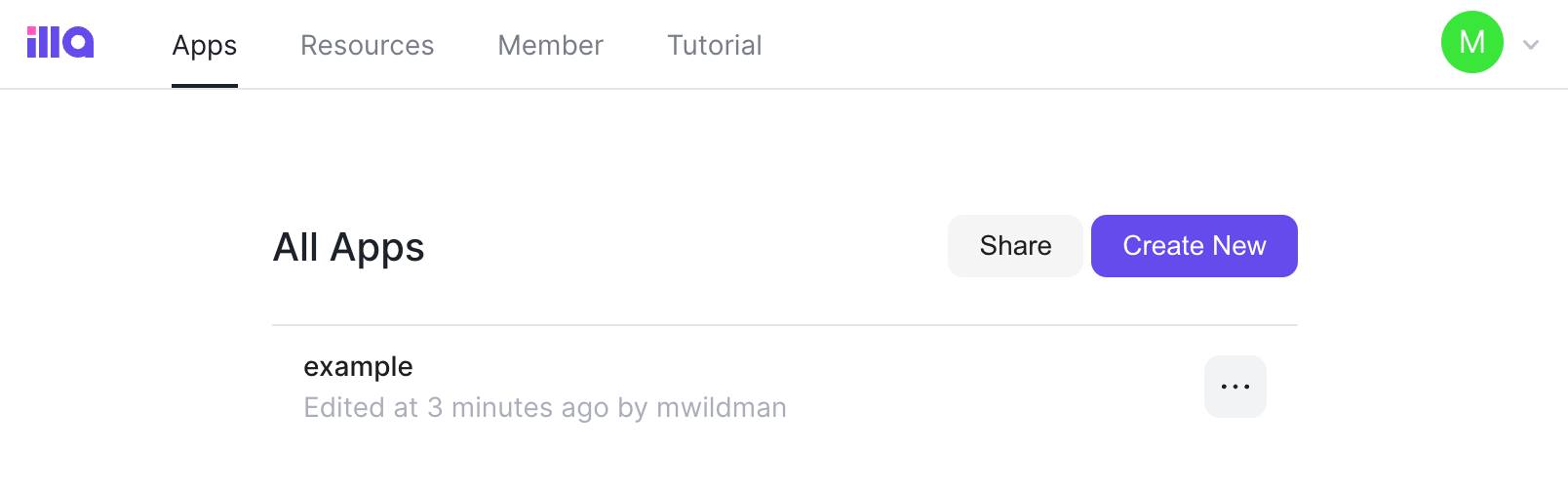 Screenshot of the ILLA Builder dashboard page Screenshot of the ILLA Builder dashboard page